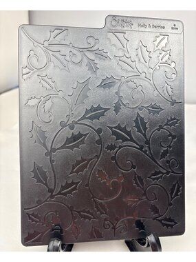 Sizzix Embossing Plate Wishes & Kisses-Holly & Berries Crafting 5"x7"